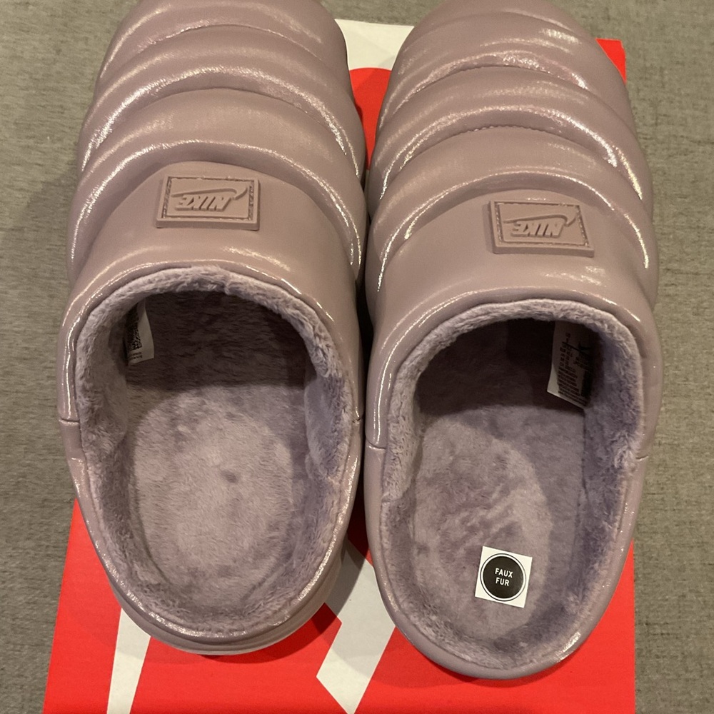 Nike Burrow SE Light Violet Faux Fur Slippers